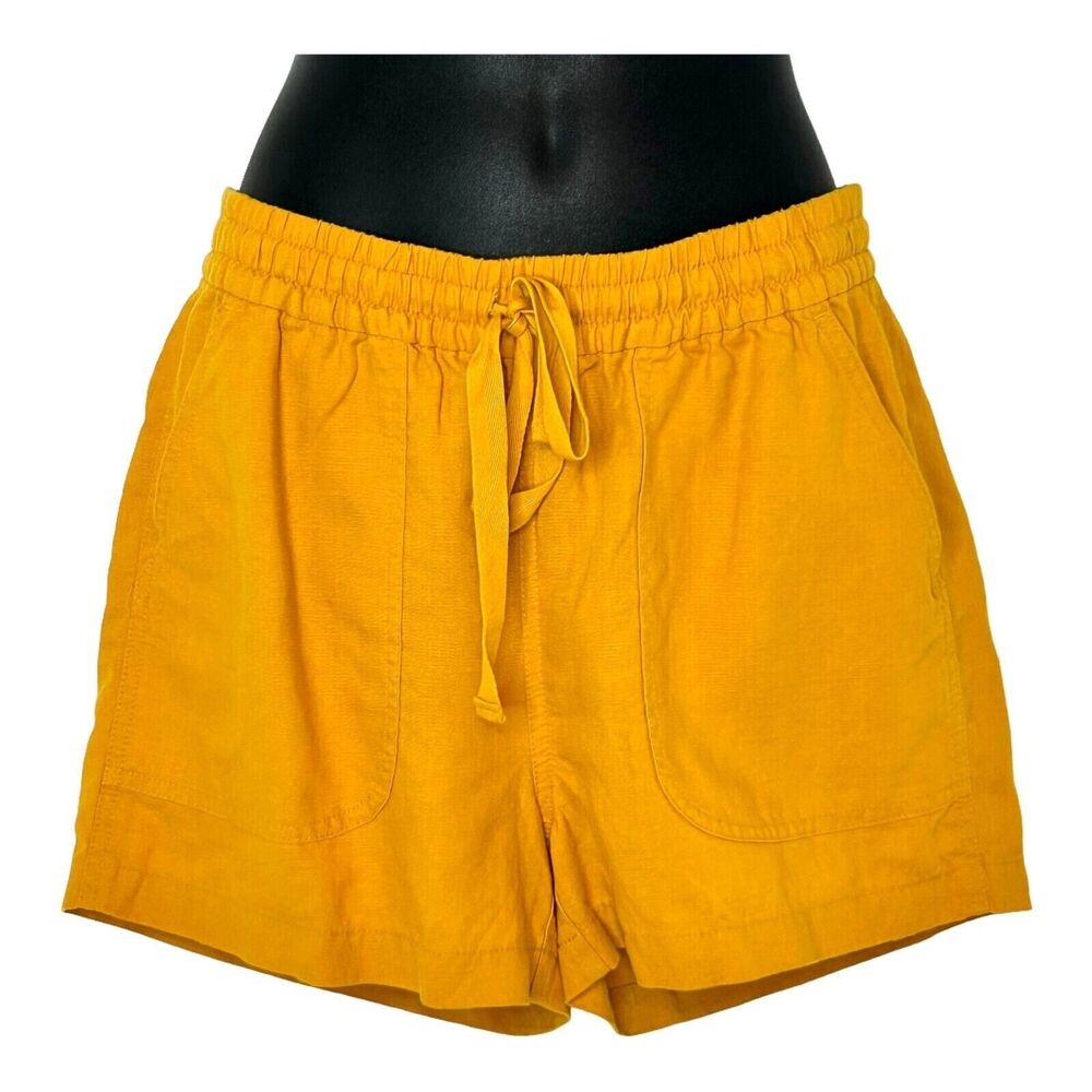 J. CREW Linen Blend Seaside Shorts Golden Yellow Elastic Waist 3" inseam Size XS - Picture 2 of 9